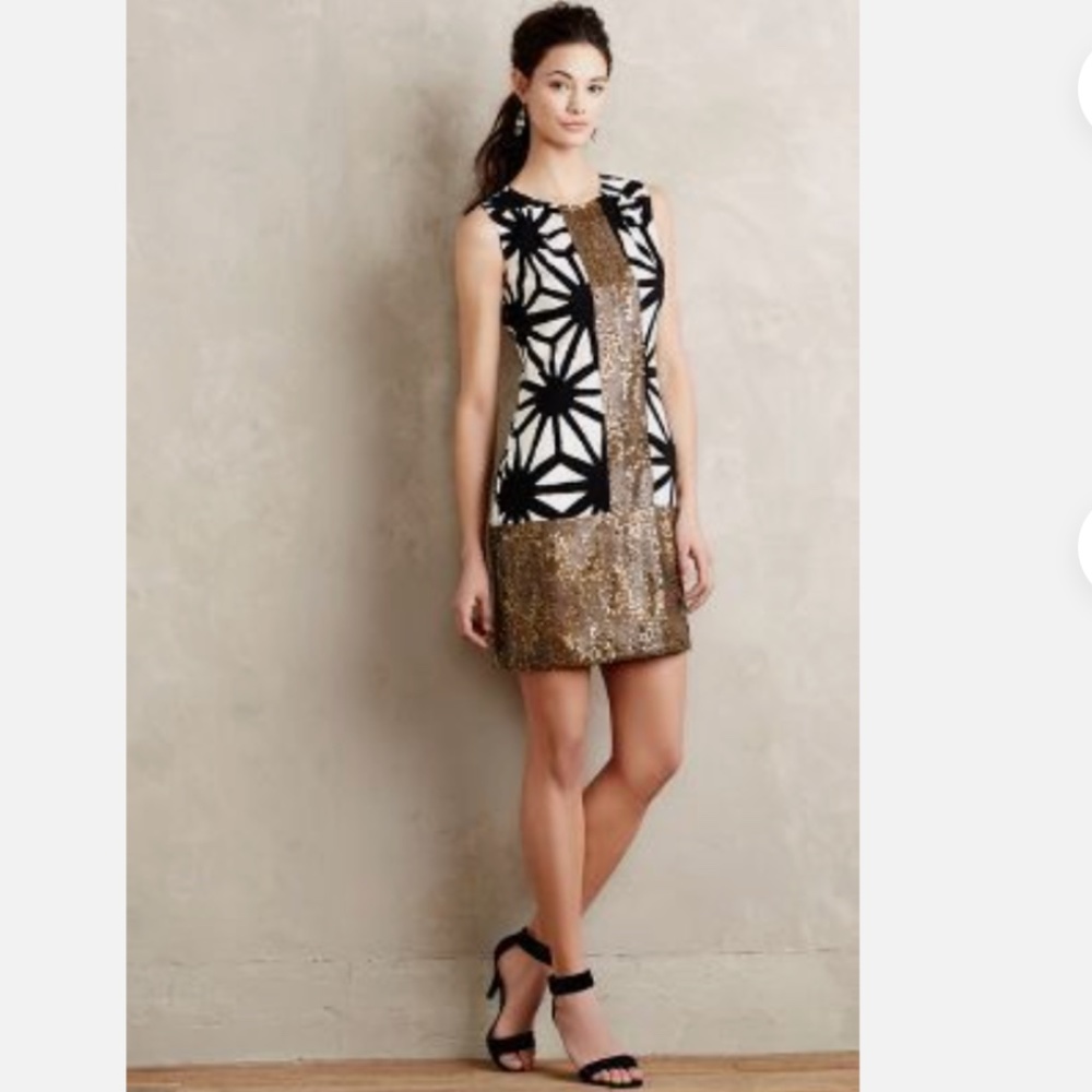 NWT Tabitha Anthro Karimata Dress Gold Sequin - Picture 2 of 12